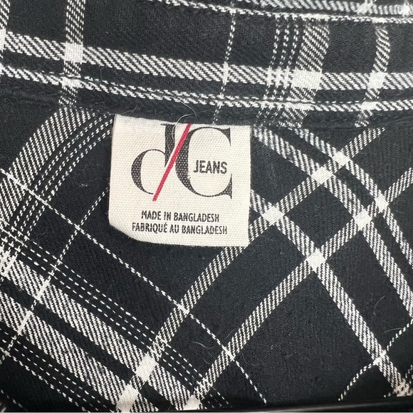 Pennington's DC Jeans Black & White Plaid Button Down Shirt 100% Cotton Size 1x - Picture 4 of 8